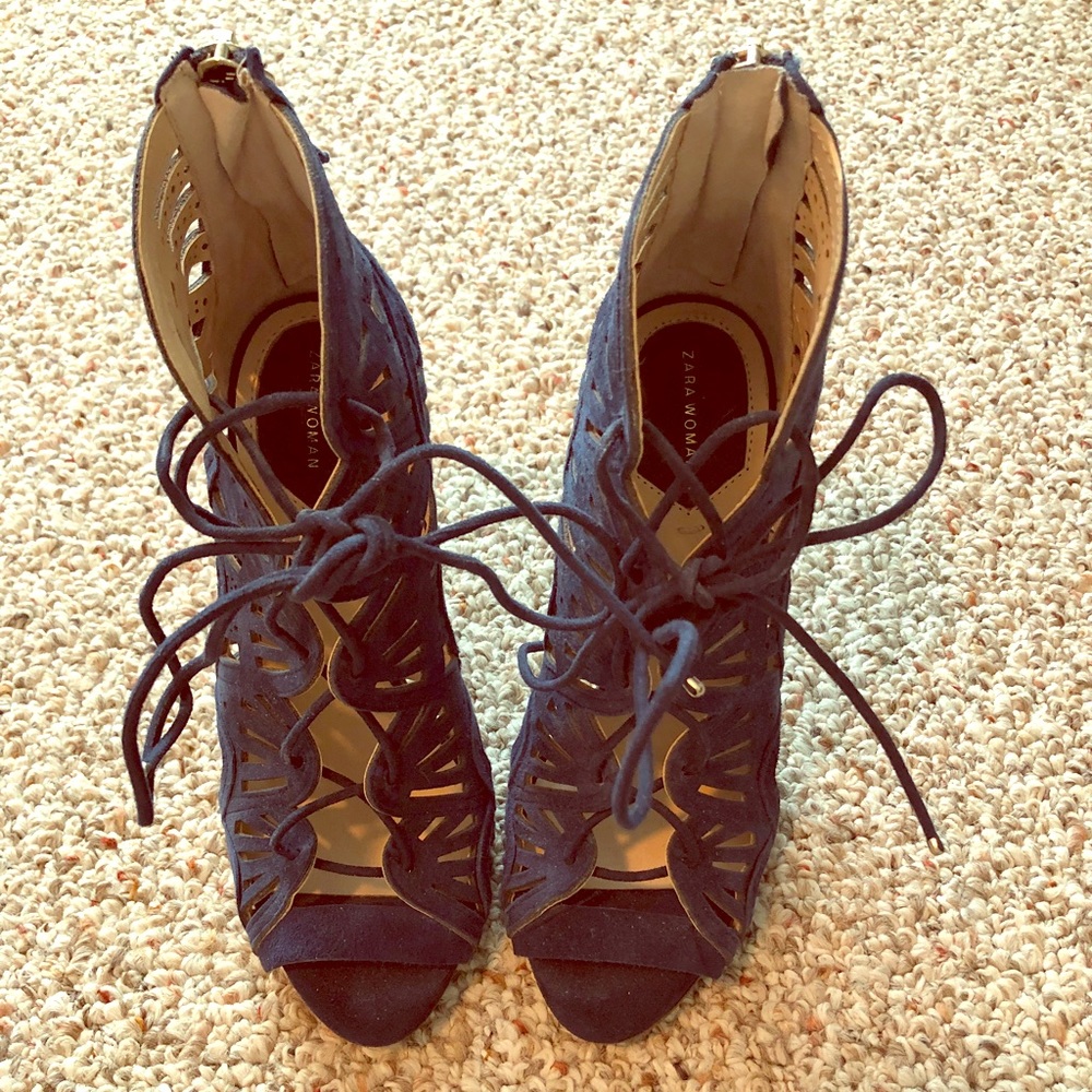 Zara Heel Lace Up Bootie Sandals